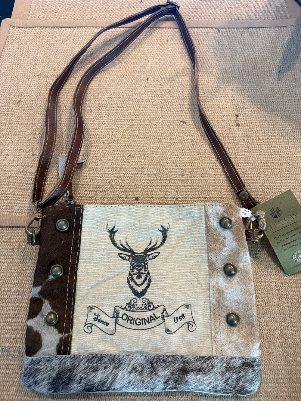 CLEA RAY SKU: 55561
Deer Original Crossbody Bag With Cowhide NWT